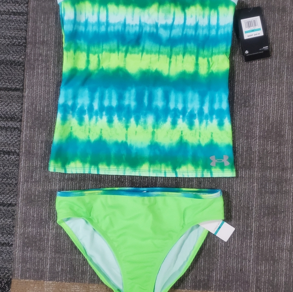 Girls Under Armour 2 piece swim suit size 16